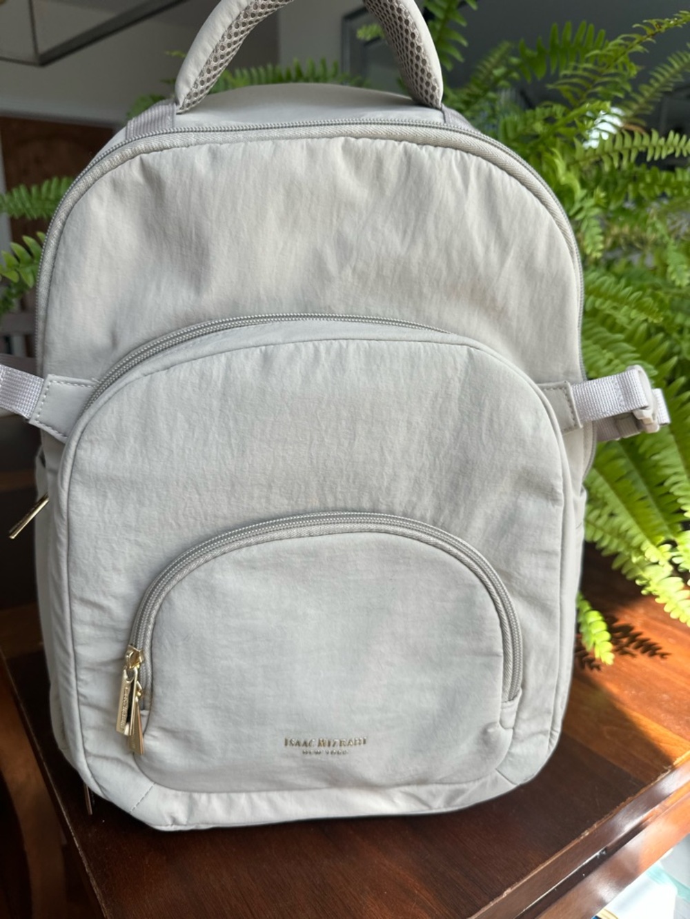 Isaac Mizrahi Cream Women’s Backpack with Gold Hardware